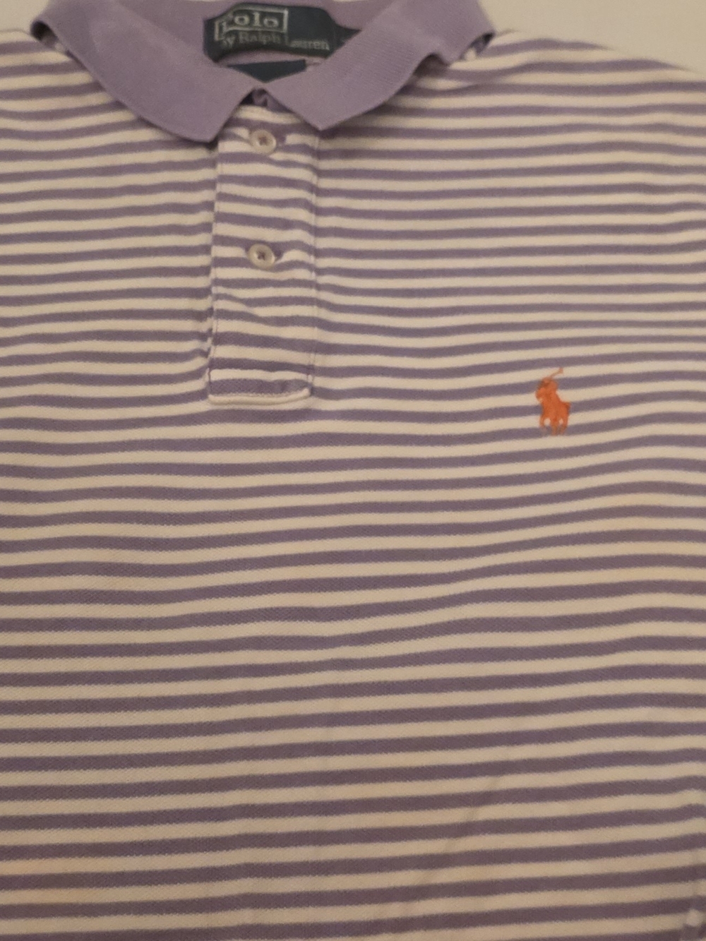 Ralph Lauren Kids Striped Polo in Lavender and White with Orange Pony